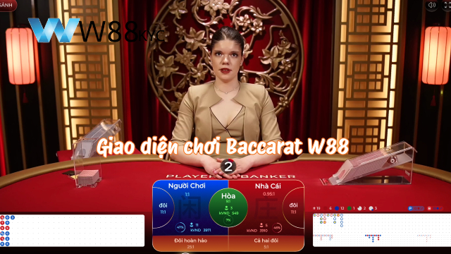 Giao diện sảnh chơi Baccarat thực tế tại nhà cái W88