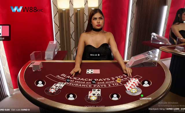 Các thao tác cơ bản Hit Stand Double Split trong Blackjack W88